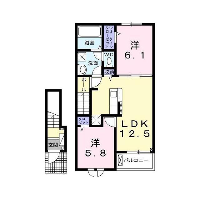 グランウェルかやの木(2LDK/2階)の間取り写真