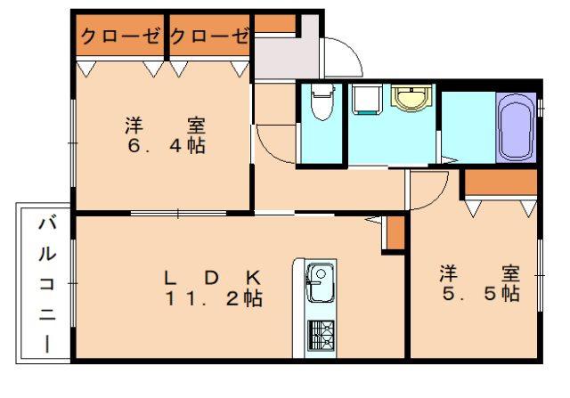 ファンテージ21 C棟(2LDK/2階)の間取り写真