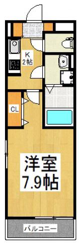 CASA MT(1K/1階)の間取り写真