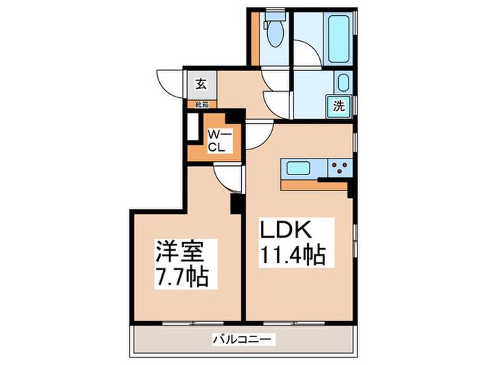 桜樹きしや(1LDK/1階)の間取り写真
