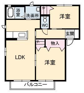 メゾン ド セ一ドル B棟(2LDK/1階)の間取り写真