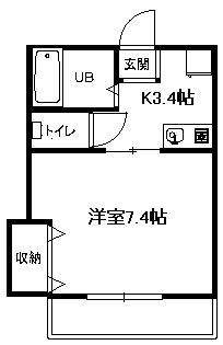 小田急江ノ島線 湘南台駅 徒歩8分 2階建 築26年(1K/2階)の間取り写真