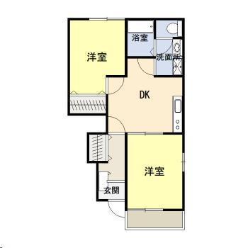 ドリームズカムトゥルー沓掛III(2DK/1階)の間取り写真