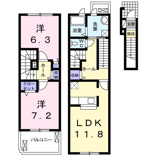 アリーヴィオ(2LDK/2階)の間取り写真