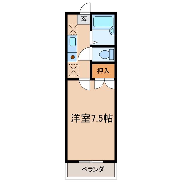 あいらんど花繰 A棟(1K/2階)の間取り写真