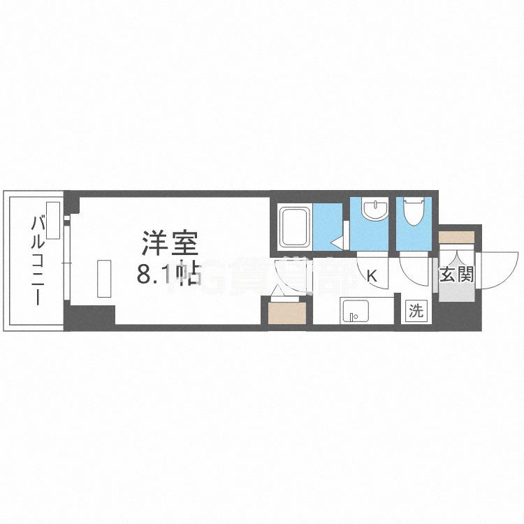 プレサンス谷町九丁目駅前(1K/2階)の間取り写真