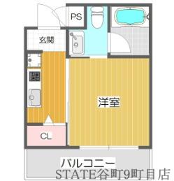 ヒルトップ桜川(1K/10階)の間取り写真