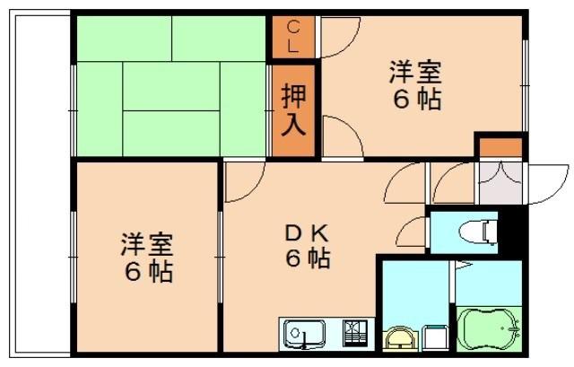 サンコート立岩B(3DK/1階)の間取り写真