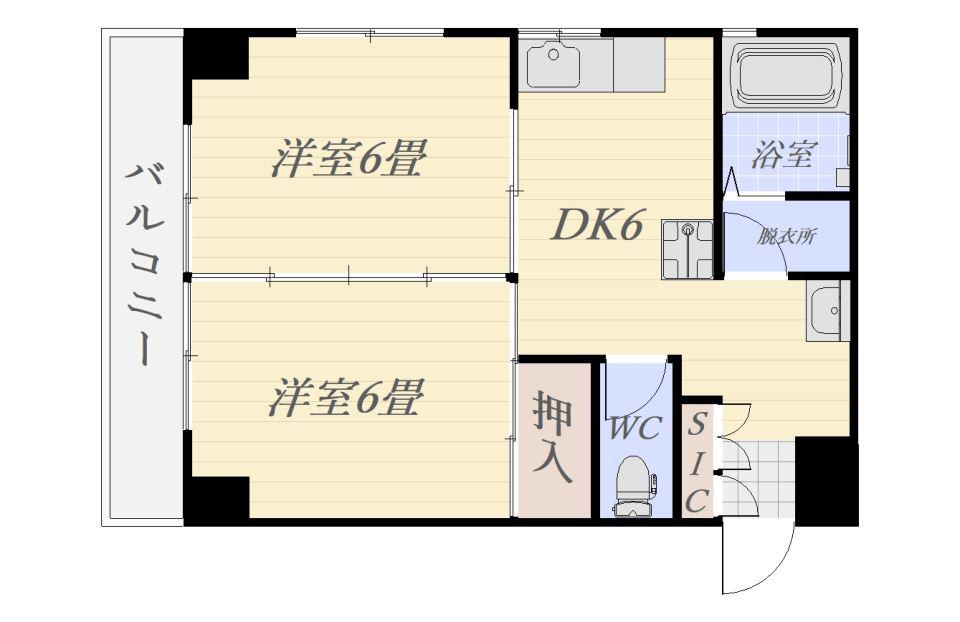 ルクール西千石(2DK/3階)の間取り写真
