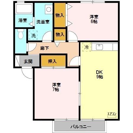 ロイヤルガーデンM(2DK/2階)の間取り写真