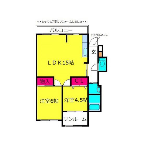 コーポ和泉(2LDK/2階)の間取り写真