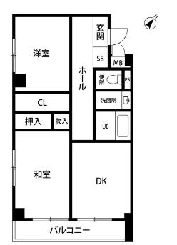 ハイコート上目黒(2DK/3階)の間取り写真