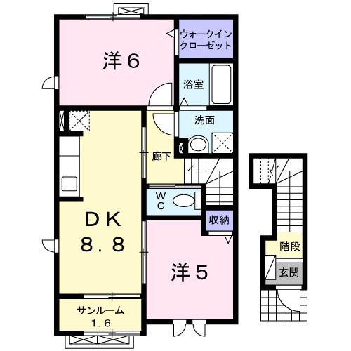 MAPLE(2DK/2階)の間取り写真