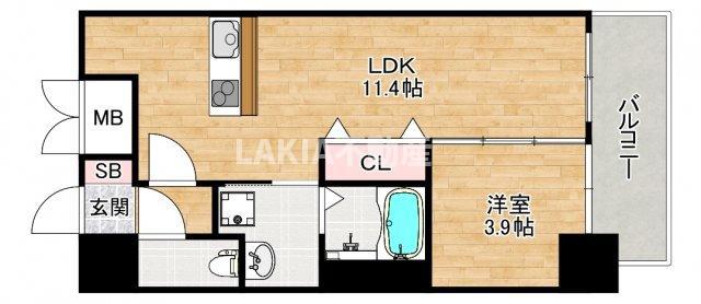 DOUBLE NINE RESIDENCE TENNOJIMINAMI(1LDK/8階)の間取り写真