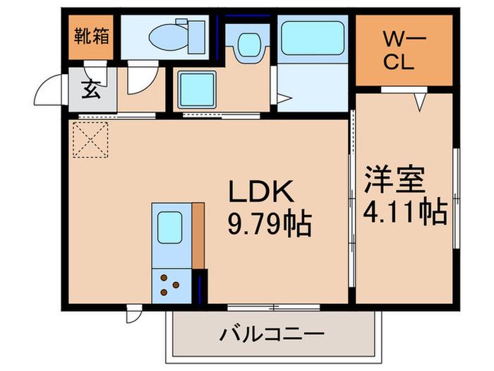 カトル・セゾン(1LDK/2階)の間取り写真