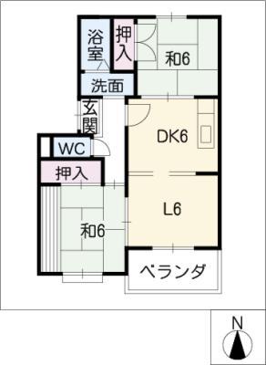 トリヴァンベール小木曽(3DK/1階)の間取り写真
