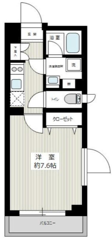XEBEC下丸子(1K/3階)の間取り写真