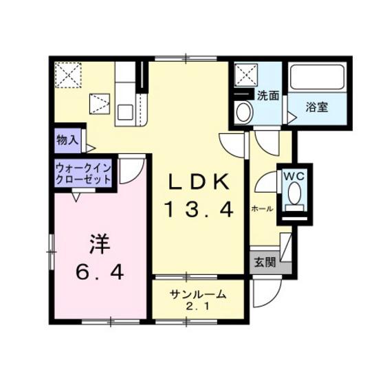メゾン カルム(1LDK/1階)の間取り写真