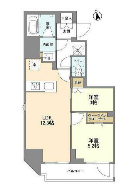 リビオメゾン上野松が谷(2LDK/7階)の間取り写真
