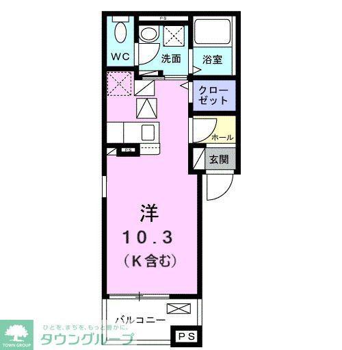 カルムコート向ヶ丘(ワンルーム/1階)の間取り写真