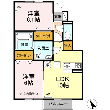 バレンタインハウス和合町(2LDK/1階)の間取り写真