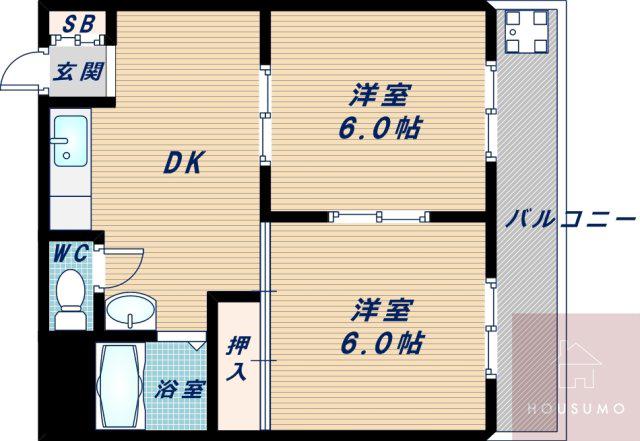 エリータ桃山台II(2DK/1階)の間取り写真