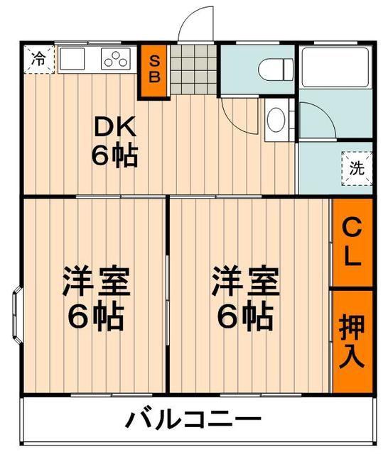 リゾーシモ(2DK/1階)の間取り写真