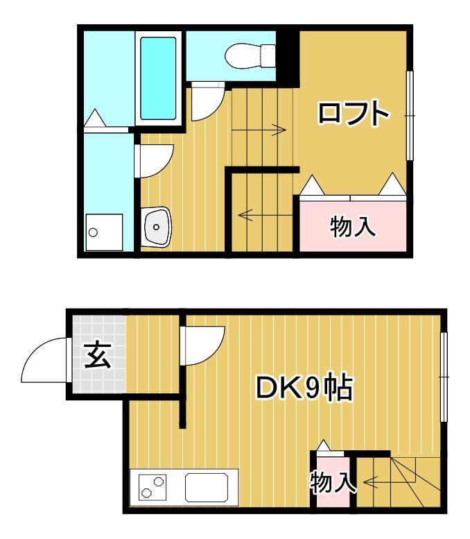 メゾネットYS(1DK/2階)の間取り写真