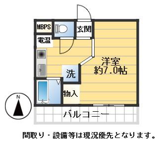 UTレジデンス六甲(ワンルーム/4階)の間取り写真