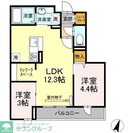 ステラ美光(2LDK/2階)の間取り写真