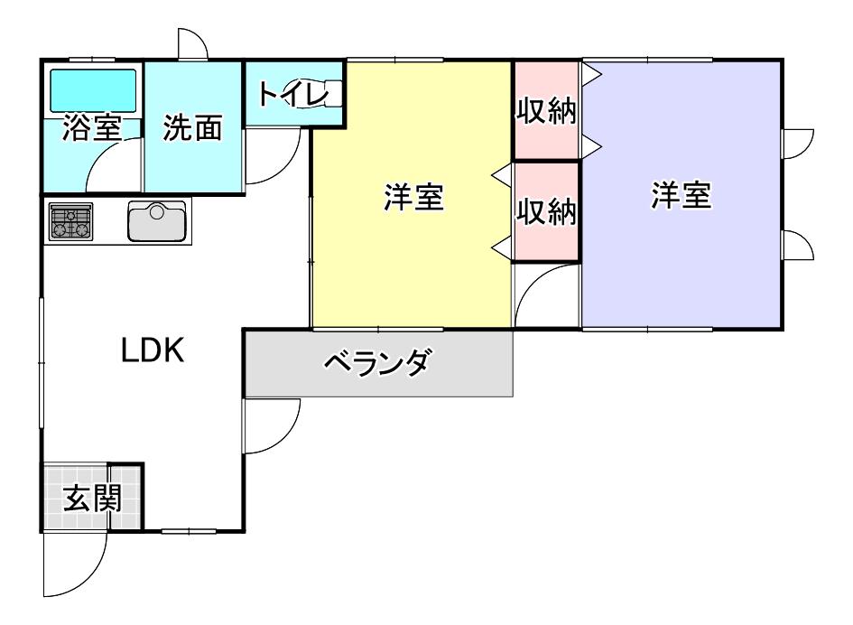 レジデンス須賀南アパート(2DK/2階)の間取り写真