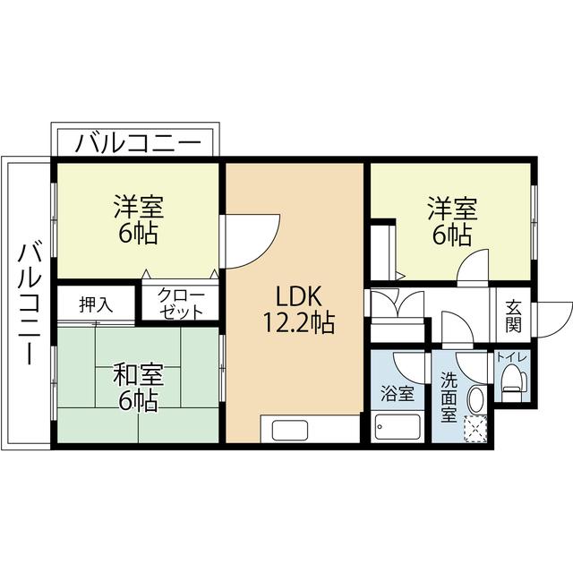 プレシャスコーラル(3LDK/2階)の間取り写真