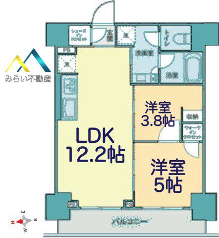 ザ・ライオンズフォーシア鶴見(2LDK/9階)の間取り写真