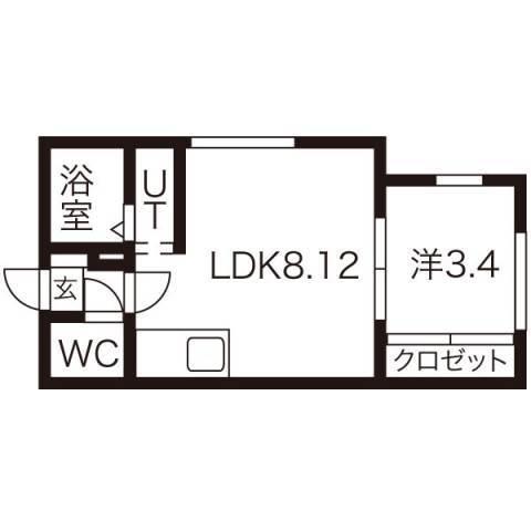パスカル山の手(1DK/2階)の間取り写真