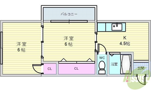 CASA396(2K/3階)の間取り写真