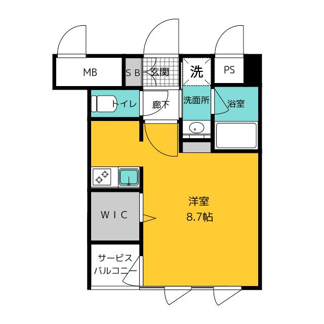エンクレスト博多GATE(1K/14階)の間取り写真