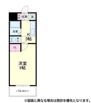 初生マンション(1K/4階)の間取り写真