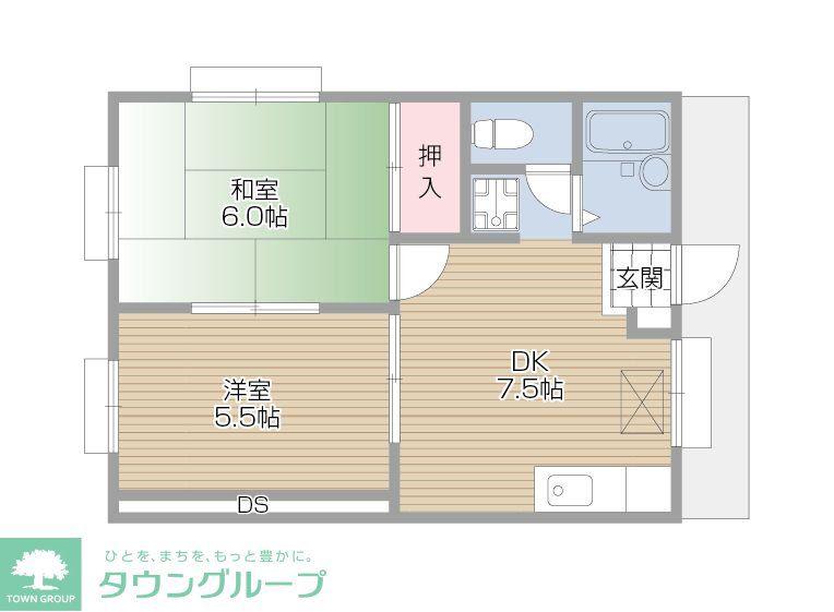 ベルハイツ(2DK/1階)の間取り写真