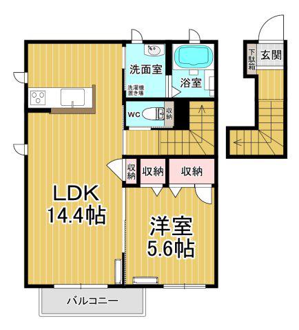 アリエッタK(1LDK/2階)の間取り写真