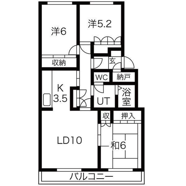 テレパレス富丘II(3LDK/1階)の間取り写真