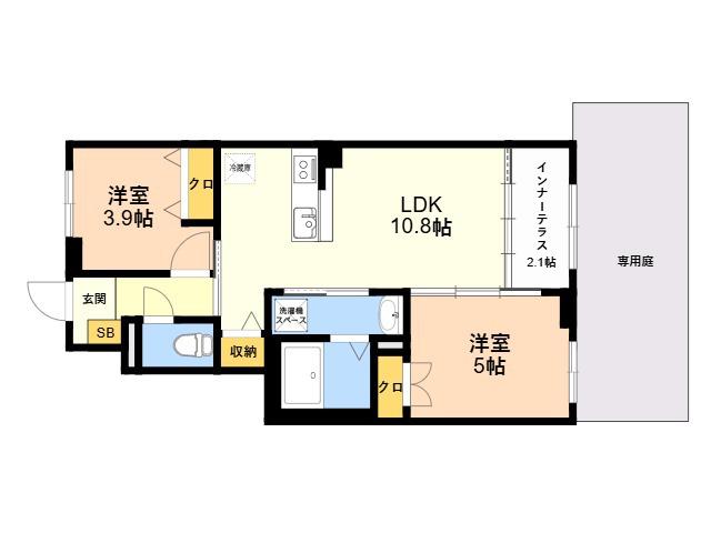 仲原2丁目アパート(2LDK/1階)の間取り写真
