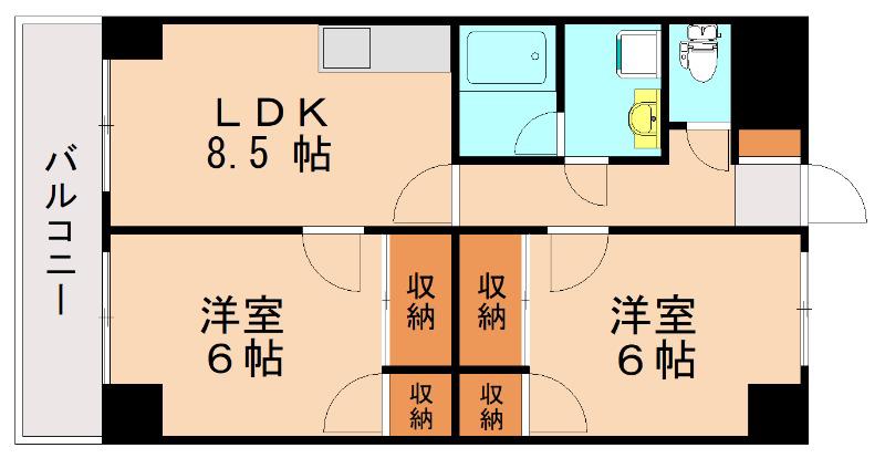 北方ハヤシビルI(2LDK/3階)の間取り写真
