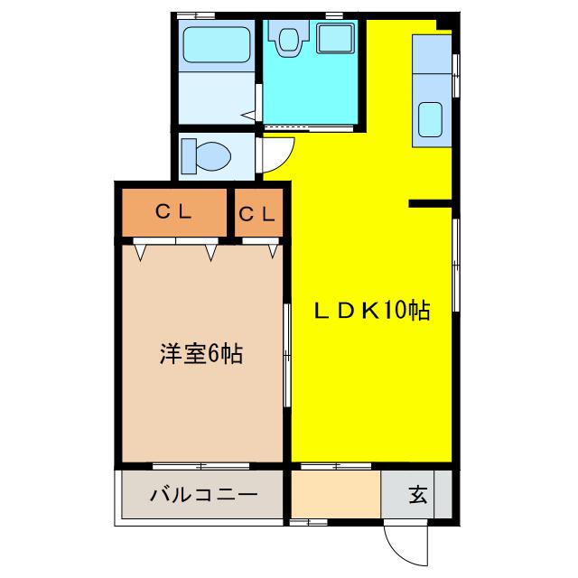 コーポラス3さわき(1LDK/1階)の間取り写真
