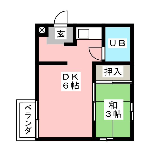 シティテラス春日(1DK/2階)の間取り写真