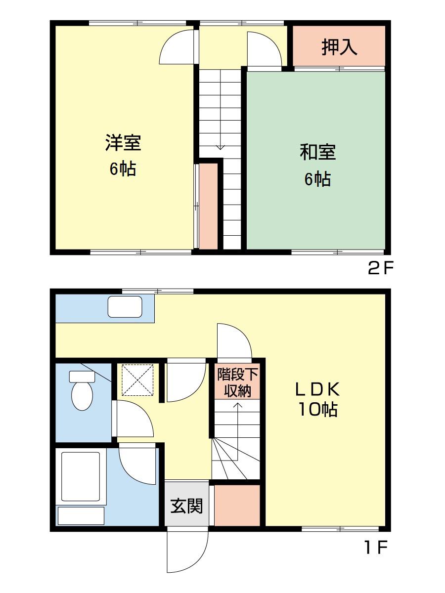 レジデンスかなや(2LDK/1階)の間取り写真