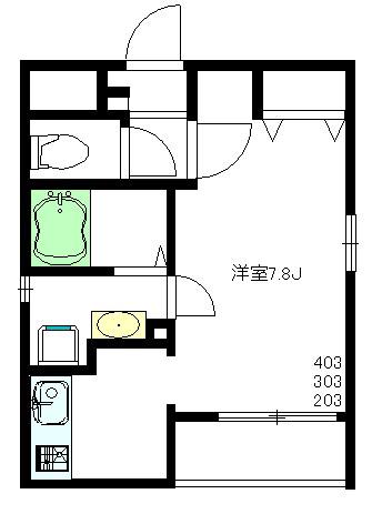 シルクハウス(1K/4階)の間取り写真