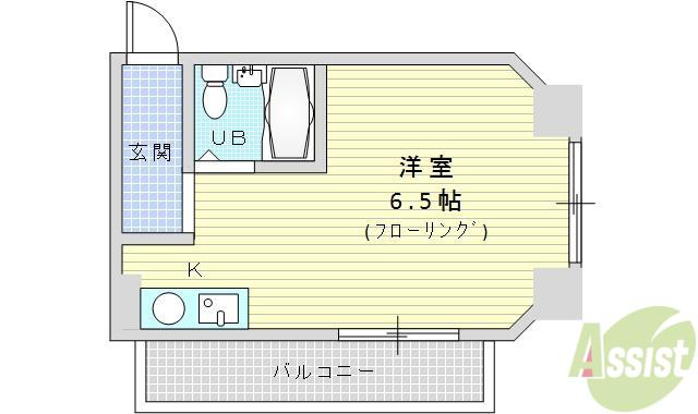 ビスタ千里丘Ⅲ(1K/4階)の間取り写真