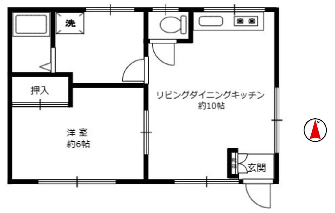 尾上荘(1LDK/1階)の間取り写真