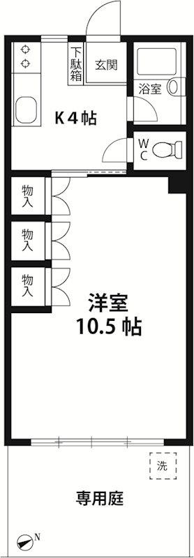 ときわ台マンション(1K/1階)の間取り写真
