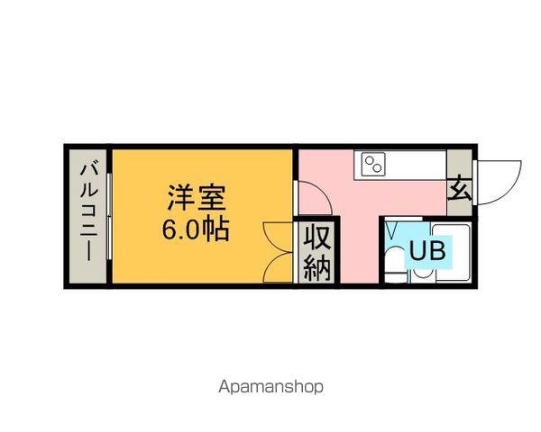 二ッ池ハイツ(1K/3階)の間取り写真